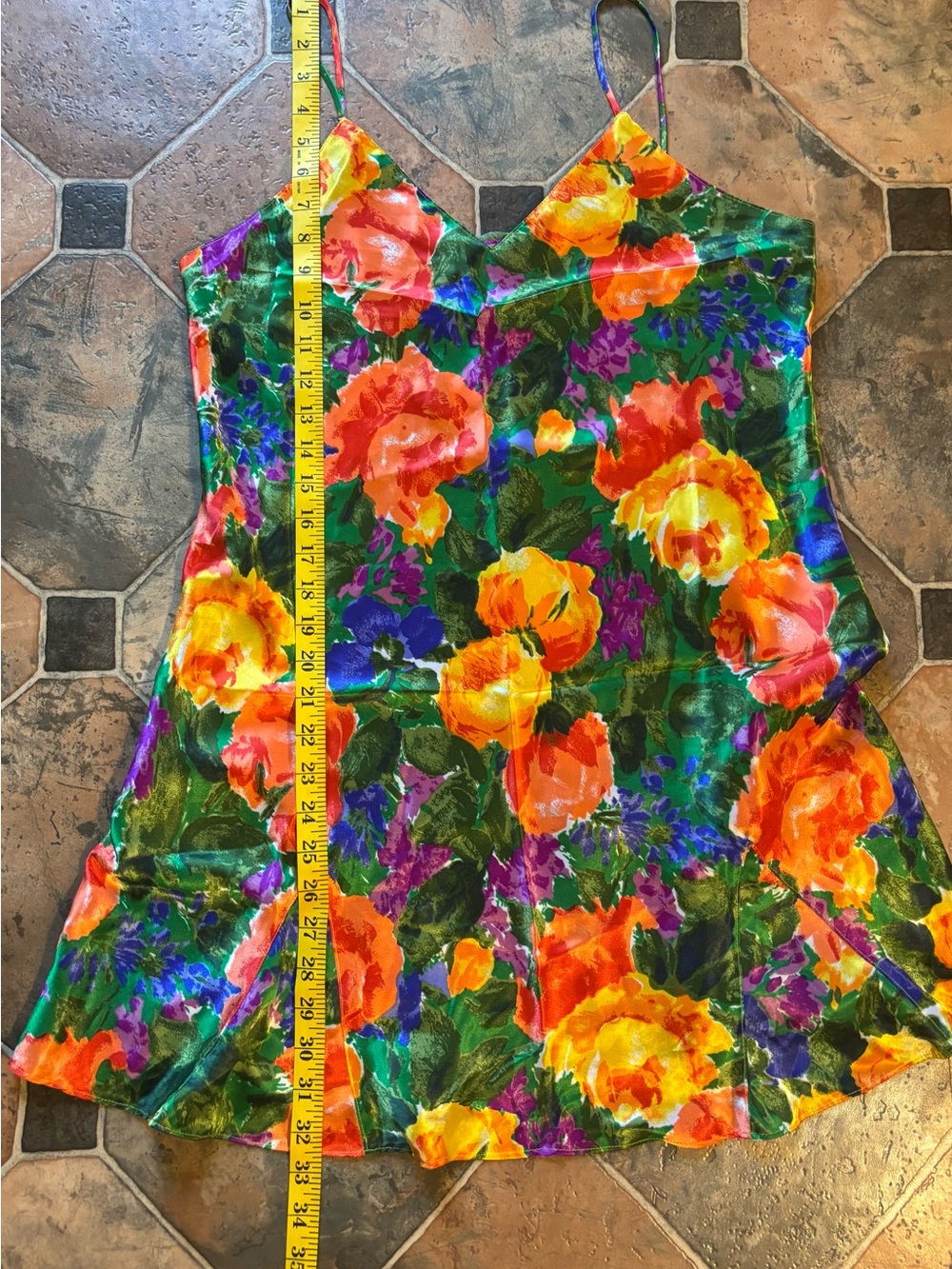 Vintage 90s Victoria’s Secret Gold Label vivid Floral Satin Robe Slip Set Size L - Picture 11 of 15